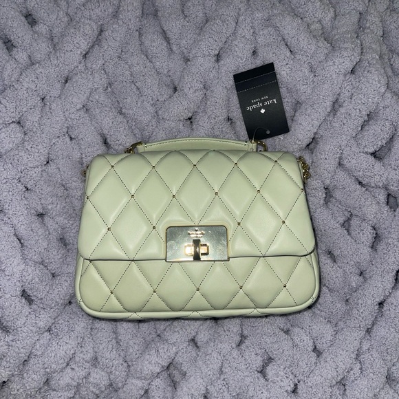 Kate Spade Quilted Sage Crossbody with Gold Hardware